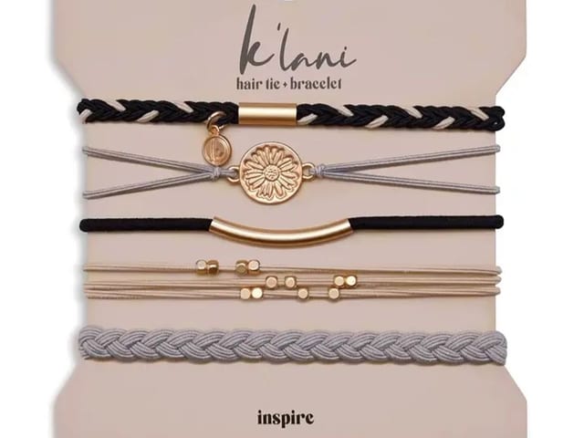 "Inspire" Flower Charm Hair Tie Bracelets.