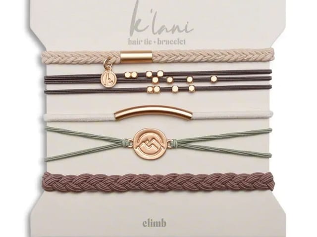 "Climb" Gold Mountain Peak Charm Hair Tie Bracelets.