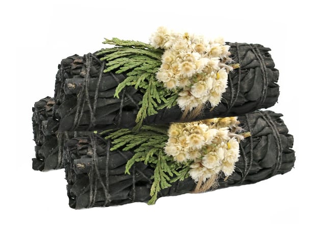 'Midnight Bloom' Floral White Sage Smudge Stick (4 in.).