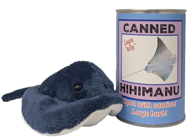 Lupe the Canned Hihimanu - Hawaiian Plush in Can w/Jokes Foil Lid.