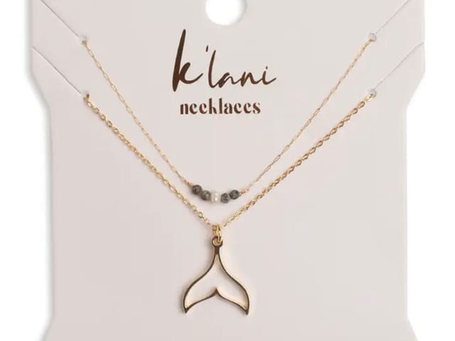 "Protect" Gold Whale Tail Necklace Set.
